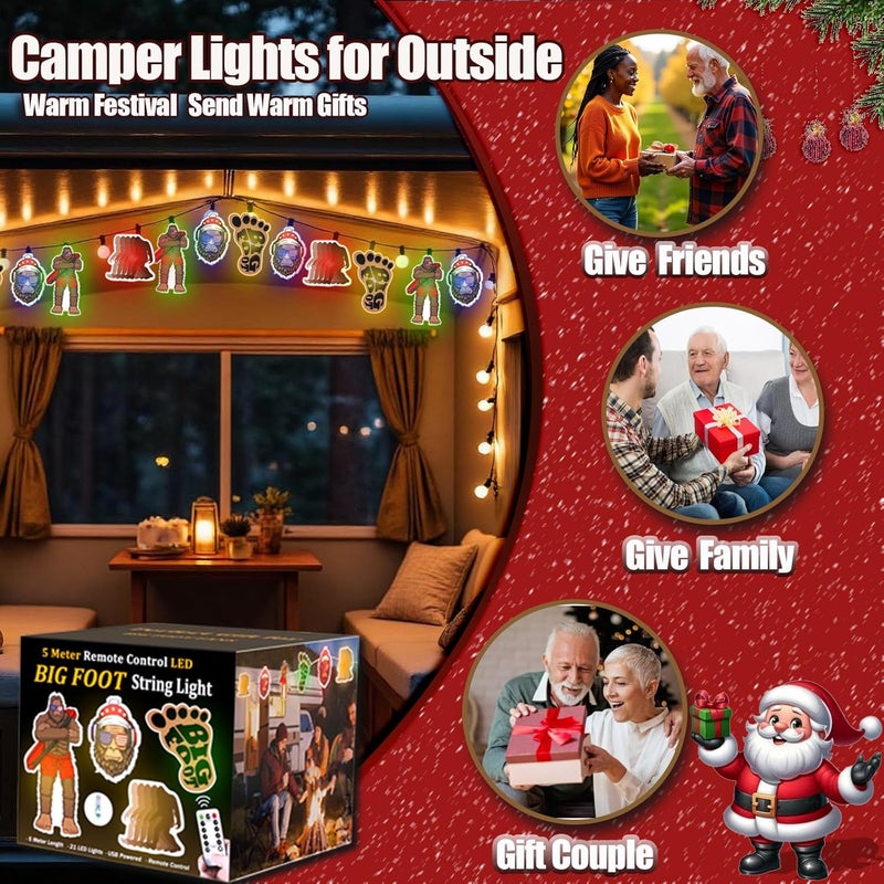 Haigoo Sasquatch String Lights,Sasquatch Gifts for Men Women,16.5ft USB Operated Lights with Remote&Timer,Travel Trailer Party Lights for RV Awnings,Campsite Décor,Camping,Bedroom,Birthday Party - Image 2
